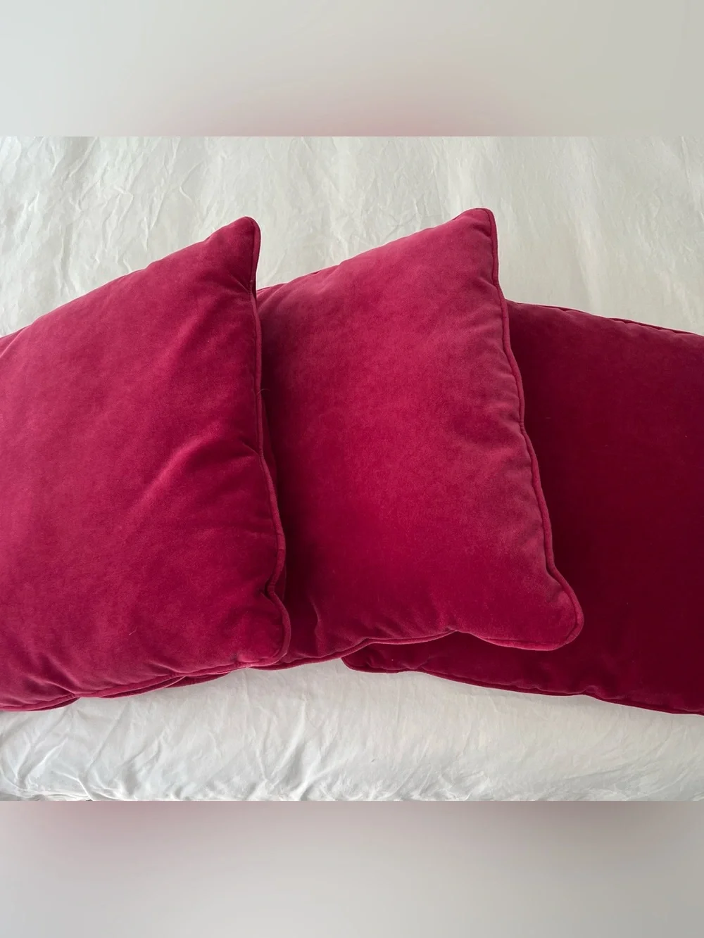 Plush Velvet Throw Pillows in Deep Raspberry